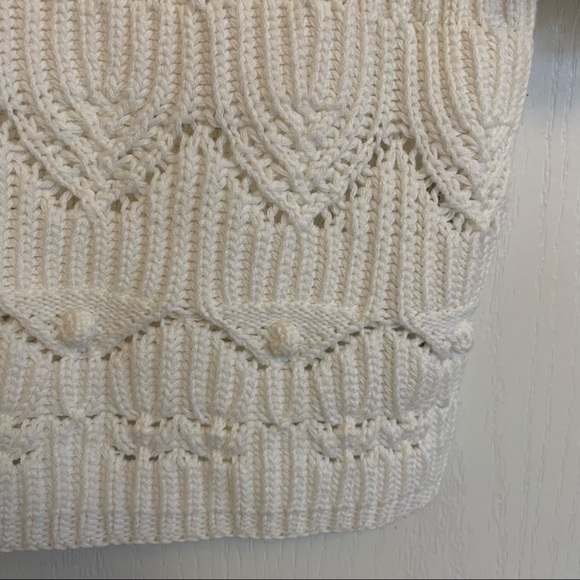 Zara White Ruffle Shoulder Puff Sleeve Knit Top - Small - Picture 11 of 13